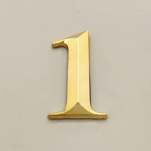 Números Placa Casa Autoadhesivos 3D 7cm Dígitos 0-9 Letras A-Z Número Galvanoplastia Dorada Moderna Alfabeto Dirección Puerta Hotel 3M Pegamento Trasero Adhesiva Letrero ABS, para Buzón Papelera (1)