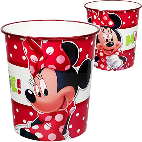 Papierkorb/Behälter - Minnie Mouse aus Kunststoff - wasserdicht - Ø 21 cm - Spielzeugkorb/Popcornschüssel/großer Mülleimer Eimer - auch als Blumento..