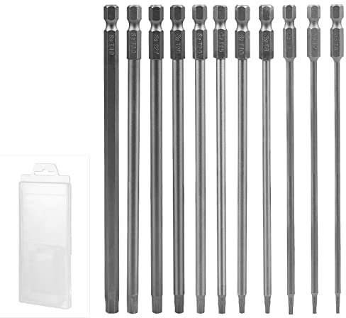 CPROSP Tournevis à Main Sets avec Organisateur, 11PCS Torx Hex Tige 150mm, S2 Alliage d'Acier, T5 T6 T7 T8 T9 T10 T15 T20 T25 T27 T30 T40, Embouts Magnétiques