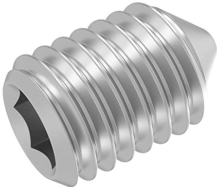 SECCARO Perni filettati con punta M6 x 8 mm, in acciaio inox V2A VA A2, DIN 914/ISO 4027, esagonali, 20 pezzi