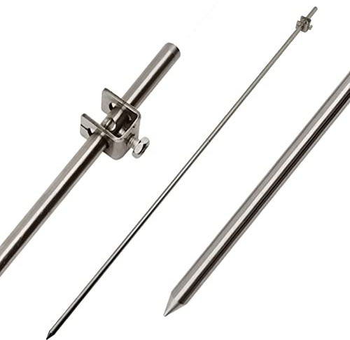 MOKIKUBA Portable Ground Rod - 304 Stainless Steel Grounding Bar with Ground Wire Clamps| Great for Electric Fences,Antennas,Satellite Dishes,and Other Grounding Needs (Smart Rod 1 Pack)