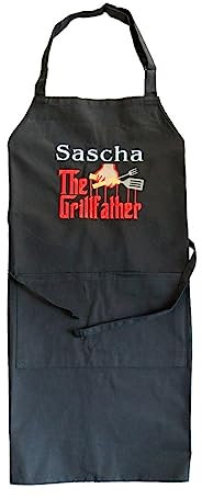 Baumwollschürze, Grillschürze, Kochschürze, Backschürze, personalisiert mit Motiv und Namen, das praktische individuelle Geschenk