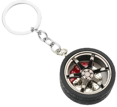 AWPARTS - Auto Schlüsselanhänger KFZ - Felge als Schlüsselanhänger - Geschenk für Männer - für den Autoliebhaber - Schwarzes Chrom