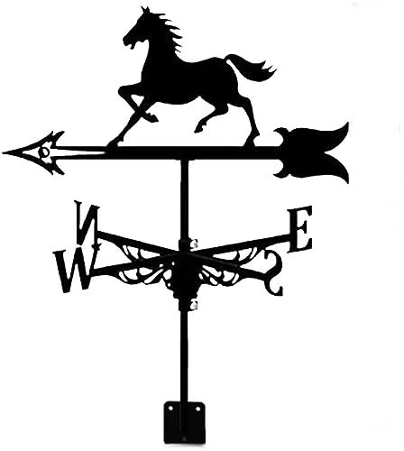 UZSPAC Wetterhahn für Garten Metall Galoppierendes Pferd Design Aus Schmiedeeisen für Windrichtungsanzeiger und DachdekorationS Chwarz 35 * 55cm