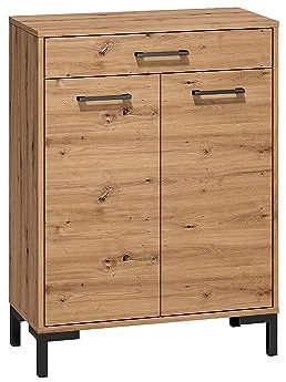 Lomadox Schuhschrank mit 2 Türen und 1 Schublade, Artisan Eiche Nb., B/H/T ca. 70/94/34 cm