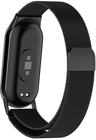 Milanaise Magnetic Armbänder für Xiaomi Smart Band 10/9/8 Armband Damen Herren,Magnet Edelstahl Milanese Loop Metal Sport Ersatzarmband für Xiaomi Miband 8/Mi Band 9/Miband 10/Miband 10,Schwarz