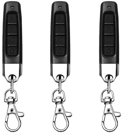 3 Pcs 433MHz Copy Remote Opener, Universal Garage Door Controller Wireless Cloning Key Fob 4 in 1 Remote Control Duplicator, for Electric Gate Car Alarm doors Home Store Roller Shutters Smart Home