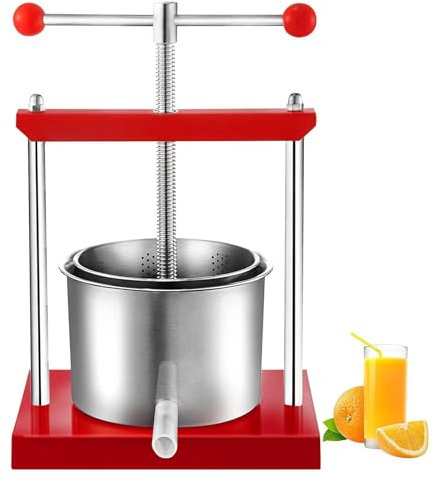 NGARY Pressoir À Fruits Et À Vin, Presse À Fûts en Acier Inoxydable De 0,8 Gallon/3 L, Broyeur De Raisin avec Panier en Acier Inoxydable Perforé Et Poignée en T, pour Jus, Cidre, Vin, Huile d'olive