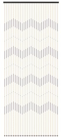 Xigner Hölzerner Perlenvorhang,Türvorhang Braun & Weiß 220 * 90CM, 31-Linien Perlenvorhang Fadenvorhang Insektenschutz für Schlafzimmer Wohnzimmer Wandschrank Balkontür
