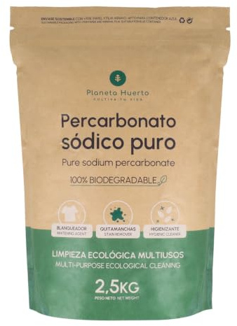 PLANETA HUERTO | Percarbonato Sódico Ecológico 2,5 kg – Percarbonato Blanqueador, quitamanchas e higienizante natural, limpieza sostenible para ropa blanca, superficies y hogar sin tóxicos