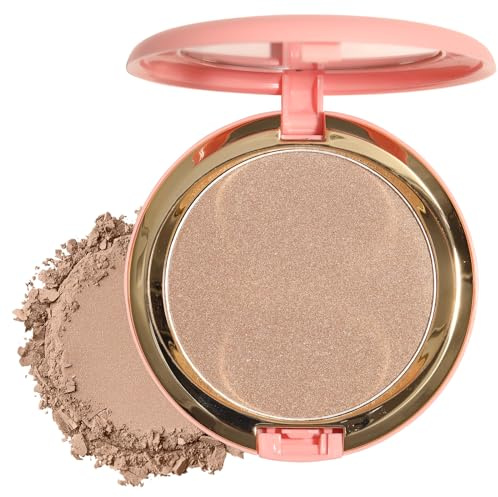 Beauty Searcher Schimmernder Bronzer Puder, natürliches sonnengeküsstes Finish, Kontur Highlighter Bronzer Blush Puder, Soft Touch Textur, vegane Formel Gesichts Makeup Kompakt (Light Bronzer)