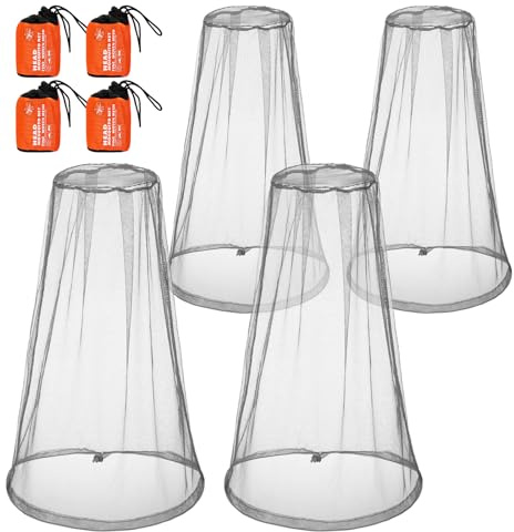 HESTYA 4 Pack Mosquito Face Mesh Protecting for Outdoor Hiking Camping Climbing Mosquito Fly Insects Preventing (Grey,Regular Size and Big Size)