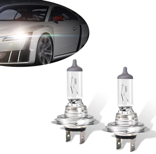dawfall Pack-2 Car H7 Halogen Bulbs, 55W 12V Quartz Lamp, Super Bright Beam Low/High Beam Fog Light Replacement, All-in-one Plug and Play Bulb, Universal Lighting Accessories for Cars (White Light)