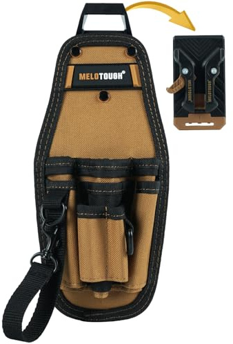 MELOTOUGH Piccola custodia per attrezzi con clip da cintura a sgancio rapido, marsupio con cinghia per elettricista, mini organizer da lavoro con clip per strumenti e porta coltelli (kaki)