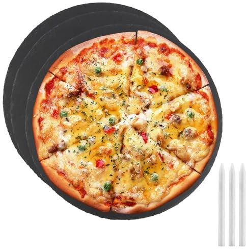 ZOFUN Juego de 3 placas de pizarra redondas de 30 cm, para servir platos de pizarra, para servir, pizarra natural redonda con 3 tizas de esteatita para sushi y decoraciones de mesa, para manualidades,