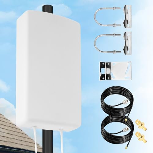 Antenna 4G LTE 5G da Esterno Mimo Logaritmica 698-2700 | 3300-4000 MHz Guadagno fino 18 dBi compatibile per Router 5G 4G Connettore SMA con TS9 e 2 Cavi a Bassa Perdita da 10M