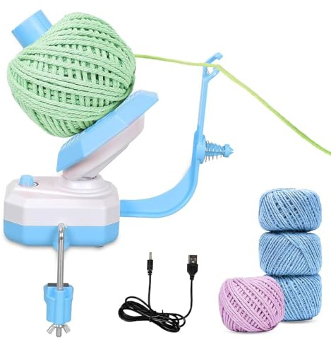 GAESHOW Avvolgitore di Filato, Avvolgitore Elettrico per Gomitoli di Filato, Filati per Maglieria, Design a Doppia Molla, Avvolge Il Filato Fino a 10 Once, Adatto per Maglieria e Uncinetto (blu)