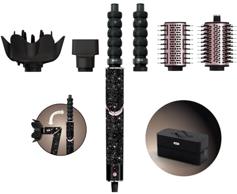 Shark FlexStyle Sparkle Limited Edition Black Diamond 5-in-1 Haarstyler & -trockner mit Lockenaufsatz, Paddelbürste, Ovalbürste, Konzentrator, Diffusor, Aufbewahrungsbox, ohne Hitzeschäden HD446JBEU | Automatische Lockenwickler, Flachbürste, Ovalbürste, Konzentrator, Diffusor, Aufbewahrungsetui, ohne thermische Schäden