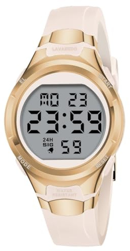 Timever Montre Digitale Sport Femme avec Bracelet en Silicone,Alarme, Chronomètre,Date,Eclairage,Étanche 3 ATM