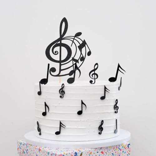 Acrylic Musical Notes Cake Toppers – Set of 12 Music Note Decorations for Birthday, Party & Celebration Cakes (Gold Mirror Acryl)