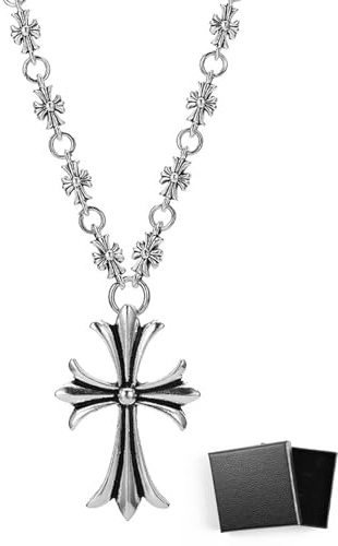 WUNZILO 1 pcs Kreuzanhänger mit Halskette Kreuz Anhänger Halskette Einfache Kreuz Halskette Religiöses Gebet Anhänger Kreuz Anhänger als Glaubenssymbol, Geschenkidee, Gothic, 50cm Kreuzanhänger