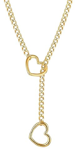 Love Shackles Heart Shaped Necklace | Love Heart Chain Slip Chain | Punk Gothic Heart Y Choker Cuban Necklace Jewelry Pendant For Girls Wives
