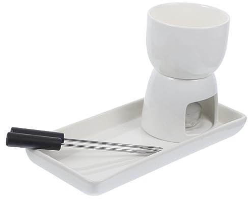 Cabilock Kit per Fonduta di Cioccolato Svizzero Pentola Elettrica per Fonduta di Burro Scaldavivande in Ceramica Perfetto per Cuocere E Cucinare