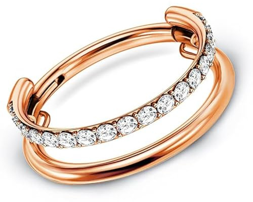 BelleVive G23 Titan Knorpelohrring gestapelter Clicker 16G CZ Doppel-/Dreifach-Septumringe Conch-Piercingschmuck Tragus, Helix-Ohrringe Nasenringe Creolen für Frauen, Rosegold, 12 mm
