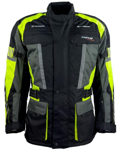 ROLEFF Herren Motorradjacke Textil – Protektoren, Belüftungssystem, wasserdicht, atmungsaktiv