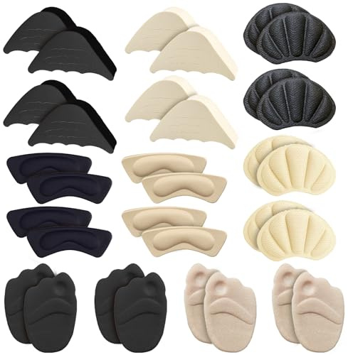 SAIIURV 16 Paia Unisex Cuscini Impediscono ai Talloni di Sfregare e Scivolare, Cuscini per Tallone Pad Heel, Protezioni Per Tallone, Soletta Autoadesiva per La Cura dei Piedi per Scarpe (Nero, Nudo)