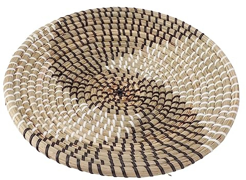 Cesta de pared tejida de algas marinas, cestas colgantes hechas a mano para sala de estar, cocina, bloque de aislamiento con cordón para frutero, colección de arte, resistente al calor (estilo dos)