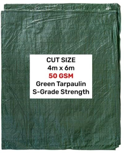 AP Supplies Lightweight Green Tarpaulin 4m x 6m | 50gsm Waterproof & Weatherproof Sheet with Reinforced Edges & Metal Eyelets | Outdoor Cover for Garden, Camping & DIY Use