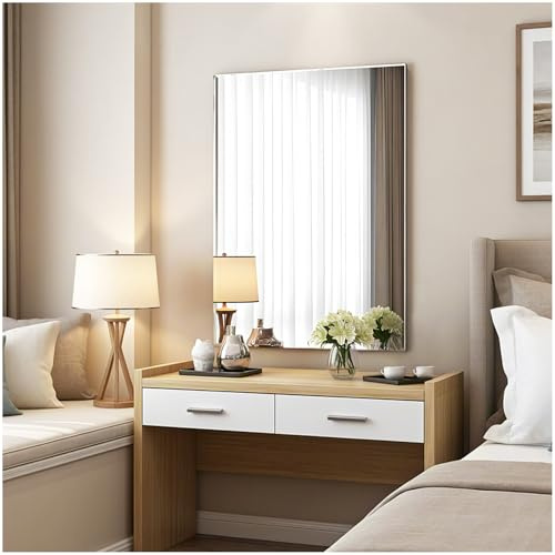 JMITHA Specchio da Parete Rettangolare Montaggio a Parete Specchio da Parete in Vetro per Bagno Soggiorno Camera da Letto Ingresso