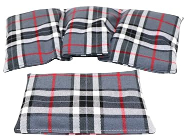 Kirschkernkissen SCHOTTEN - DESIGN 2 er Set Langes 36 x 18 cm 3 Kammer + kleines Körnerkissen Wärmekissen XXL Schulterkissen Nackenkissen Mikrowelle + Backofen (Grau Schotten Design, Kirschkerne)
