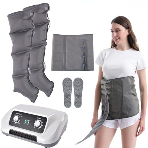 Miuxe Apparecchio Pressoterapia per Casa per Gambe E Addome, Macchinario Pressoterapia Linfodrenaggio Glutei Gambe Addome Professionale, 4 6 8 Camere d'Aria, Macchina Drenante Gambe
