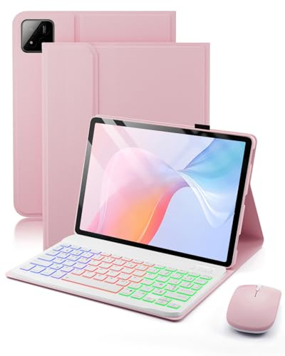 pour Xiaomi Pad 7 / Pad 7 Pro (2024) / Xiaomi Pad 8/ Pad 8 Pro (2025) 11.2 Pouces Coque Étui avec Bluetooth sans Fil Français (AZERTY) Clavier Rétroéclairé Et Souris Protection Backlight Keyboard Case