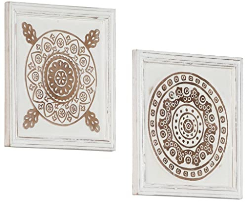 SKM Panneaux muraux sculptés à la Main 2 pcs MDF 40x40x1,5 cm,Quincaillerie,Matériaux de Construction,Lambris,Brun,2.9KG,321659