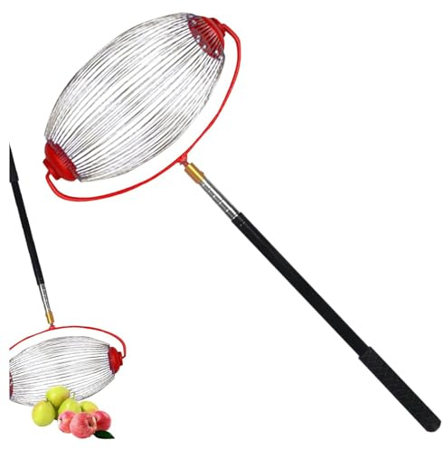 Generisch Nusssammler aus Edelstahl mit Teleskopstiel, Rollsammler Verstellbar und Ergonomisch, Kastanienpflücker und Obstsammler für Walnüsse, Äpfel, Birnen, Kastanien, Nüsse, Tennis & Golfbälle (B)