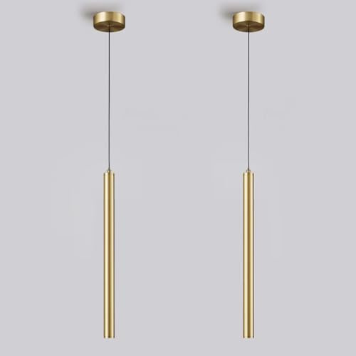 LIGKIN 2PCS Hängeleuchte LED Moderne Kronleuchte Minimalistische Design LED Pendelleuchte Aluminium 50CM Hängelampe Gold für Esszimmer Schlafzimmer Wohnzimmer Restaurant
