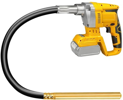 Vibrateur à béton sans fil 600W pour Dewalt 20V (sans batterie) | Vibreur cément électrique, sans balais, tige flexible 1,2m, pour éliminer bulles d'air en béton
