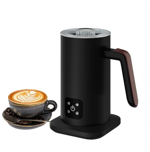 Montalatte elettrico 4 in 1 in acciaio inox – caldo e freddo, latte caldo, pannello touch LED, base a 360°, per cappuccino, latte macchiato e cacao