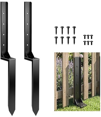 Outsunny Kit de réparation pour poteaux de clôture - Lot de 2 poteaux de soutien pour poteaux de clôture avec clous, perceuse, ancre et pieu de terre pour réparer les poteaux de clôture en bois