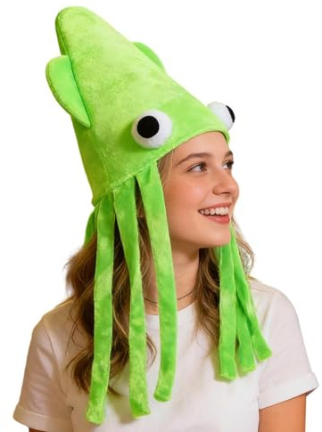Genérico Gorro de Calamar, Disfraz de Calamar de Peluche Transpirable, Gorros de Animales Marinos para, Para Fotografía, Actuaciones, Navidad, Cumpleaños, Niños, Adultos,