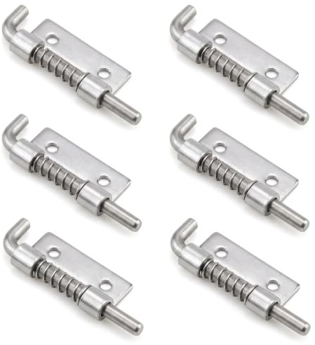 Lot de 6 Loquets à Ressort Droit en Inox 304, Verrou pour Porte de Garage | Lot de 6 Loquets À Ressort Droits en Acier Inoxydable 304 de 1,5 mm Conçus pour Portes de Garage, Abris et Portillons