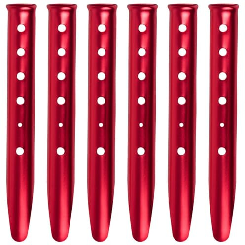 TRIWONDER Confezione da 6 picchetti per tenda in metallo resistente, picchetti da neve in alluminio U, per campeggio, picnic, spiaggia (rosso, 31 cm)