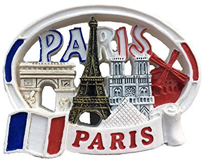 Paris Frankreich 3D Oval Kühlschrankmagnet Souvenir Harz Sammlung, Paris Kühlschrankmagnet Geschenk Magnetische Aufkleber Home Küche Dekoration