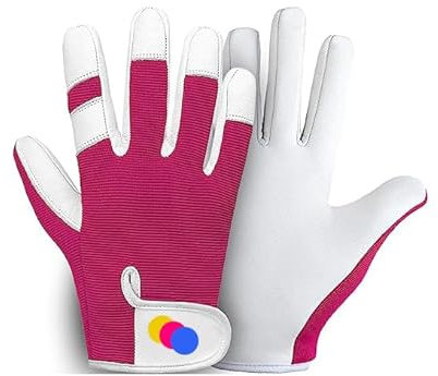 TRENDYDOT Gardening Gloves - Thorn Proof, Breathable, Safety Work Gloves - Ladies & Men's Gardening Gifts, Leather Mechanic Gloves - Small, Pink