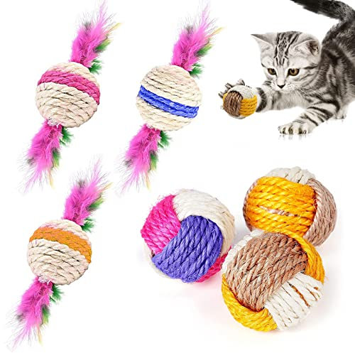 Qunkun Interaktives Katzenball Katzenspielzeug, 6 Stücke Katzen Ball, Haustier Katzen Spielzeug Bälle, Umweltfreundliche Kätzchen Bälle, Kätzchen Spielzeug Interaktive, Pfoten Fit Spielball Katze