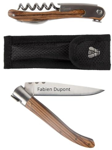 Coffret couteaux personnalisés gravés – Couteau de poche et sommelier en bois et métal – Coffret cadeau 2 pièces personnalisables