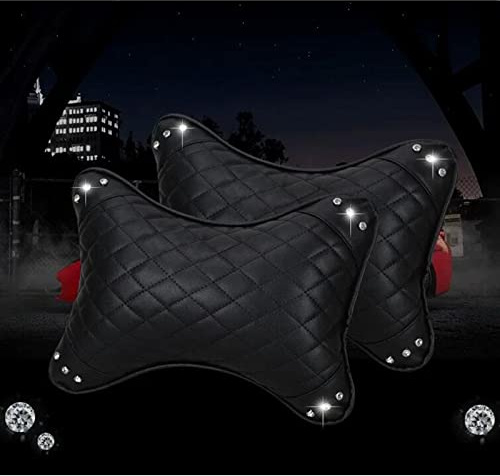 BlingSHD 2 Pack Car Neck Pillow Auto Head Neck Rest Cushion Bling Relax Neck Support Headrest Comfortable Soft Pillows for Travel Car Seat
